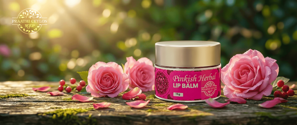 Praathi Ceylon Pinkish Lip Balm for dry and dark lips.